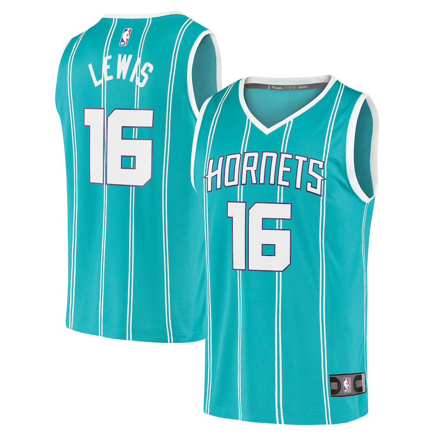 Men Charlotte Hornets 16 Scottie Lewis Fanatics Branded Teal Fast Break Replica NBA Jersey
